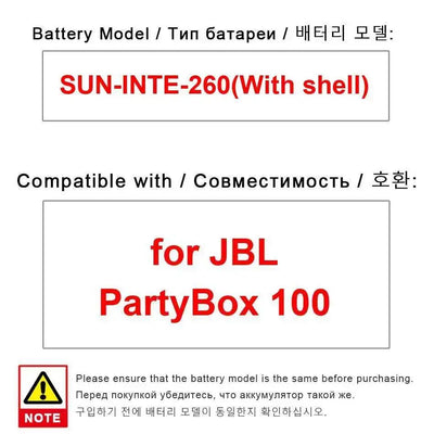 Speaker Battery Sun-Inte-260 With Shell For Jbl Partybox 100 Premium Replacement 2500Mah