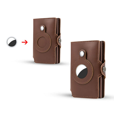 CASEKEY Airtag Smart Wallet Genuine Leather Pop Up Credit Card Holder Rfid Anti-theft Minimalist Men Wallet with Airtag Holder