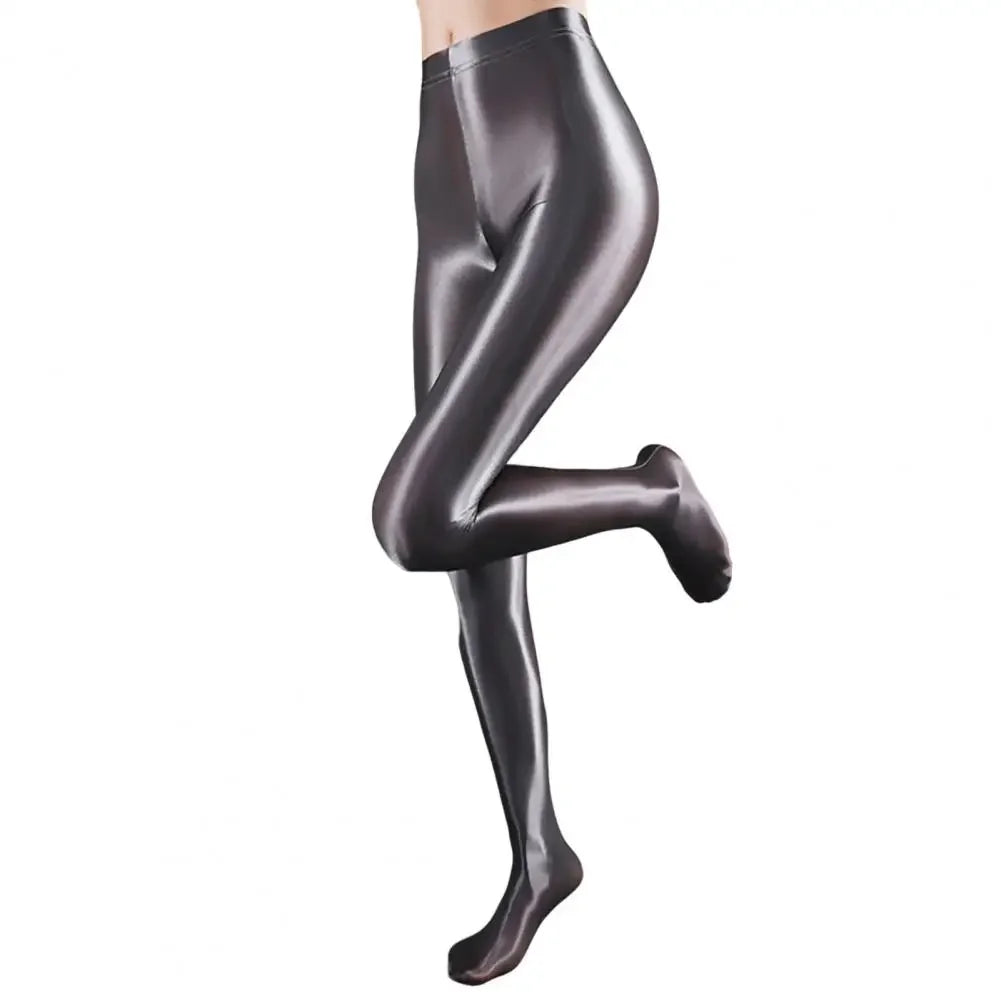 Glossy Shiny Leggings For Women's Ultra-thin Color Glossy Jumpsuit Leggings Dance Yoga Pants Smooth Surface Sports Leggings