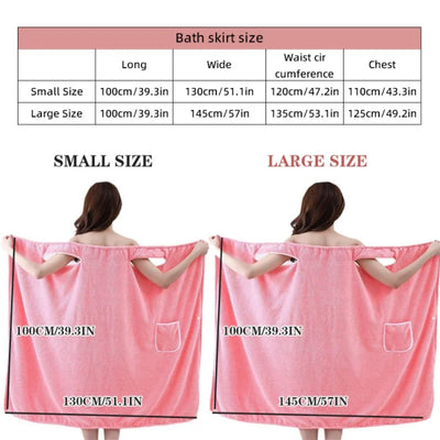 Bath Towel Household Women Wearable Wrap Adults Absorb Water Polyester Dry Hair Skirt Long Style Bathroom Washable Bathrobe