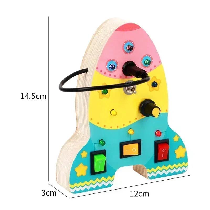 Montessori busy board sensory toys wooden with led light switch control travel activities children games for 2-4 years