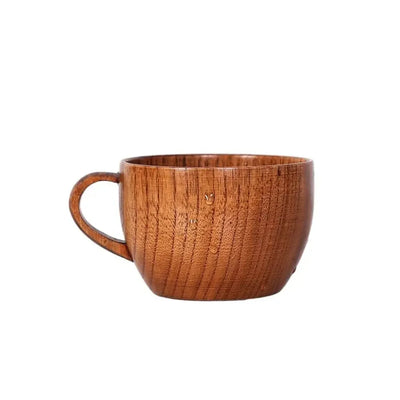 Drinkware Vintage Wooden Tea Cup Handmade Japanese Style Wood Coffee Mug with Handle Solid Wood Drinking Cup for Milk Hot Drinks