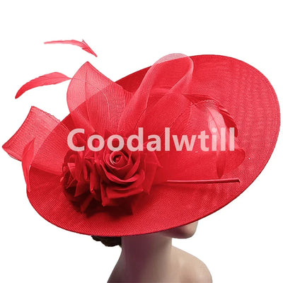 Royal Ascot Big Flower Fascinators Hat Women Wedding Pillbox Cap Ladies Derby Feather Fascinator Headdpiece Ladies Party Chapeau