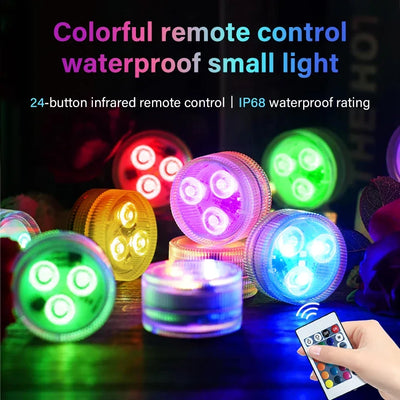RGB LED Underwater Light With Remote Control Battery Powered 3LEDs Submersible Lamp Waterproof For Swimming Pool Garden Party