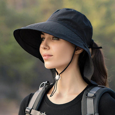 Summer Hat Women Outdoor UV Anti Neck Protection Sun Visor men Fishing Hiking Wide Brim Shawl Sunscreen Ponytail Cap undefine