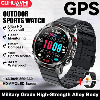 2025New Smart Watch For Men 1.46'' 360*360 HD AMOLED Color Display Voice Call Compass LED Sports Fitness Waterproof Watch Ladies