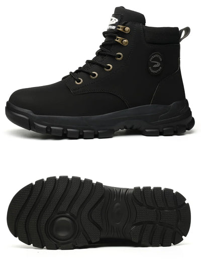 Men's Safety Shoes Puncture-Resistant Work Boots Lightweight Breathable Anti-Slip Construction Shoes with Steel Toe Cap