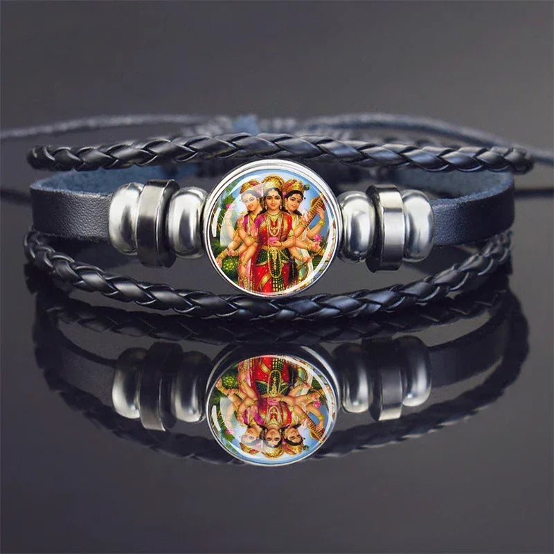 Hinduism God Bracelets Ganesha Vishnu Shiva Amulet Bracelet for Men Women Goddess of Kashmi Wealth Bangle India Buddhism Jewelry