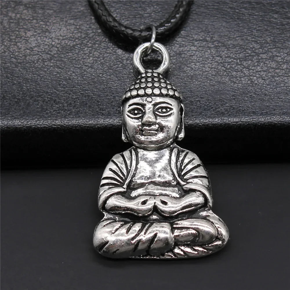 Religious Necklace Buddhist Buddha Statue God Buddha Necklace Charm Buddhist Meditation Hinduism Zazen Necklace