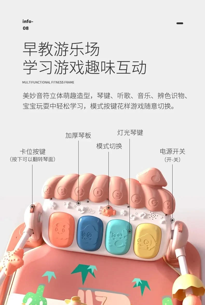 Baby Toys Musical Play Mats Piano Gym Newborn Toys Tummy Time Mat Baby Teether & Padded For Toddlers Early Learning Education