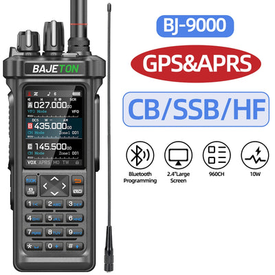 BAJETON BJ-9000 GPS APRS Walkie Talkies 10W CB 27Mhz CB/SSB/HF Receive Bluetooth Programming NOAA ShortWave For RT-950 Ham Radio