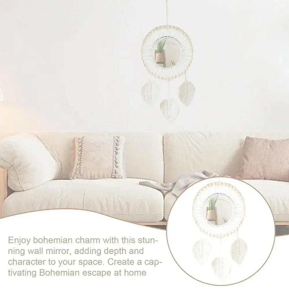 Boho wall mirror stylish acrylic round mirrors chic decor art ornament bohemian for living room apartment home