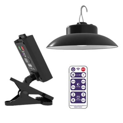 Solar Powered Patio Umbrella Light USB Charging Clip-On Umbrella Lamp IP65 Waterproof Power Display for Beach Camping Tent Party