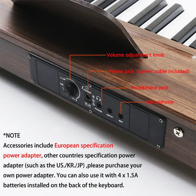 37 Keys Digital Piano for Kids and Adults 2.2CM Piano Key with Mic and Earphones Jacks Music Educational Instrument Wood Piano