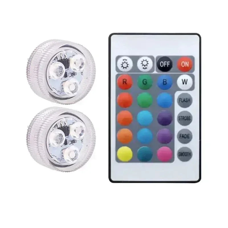 Submersible LED Lights Waterproof Underwater RGB with Remote Control Colour-Changing Light, Battery-Operated Flameless Lamps