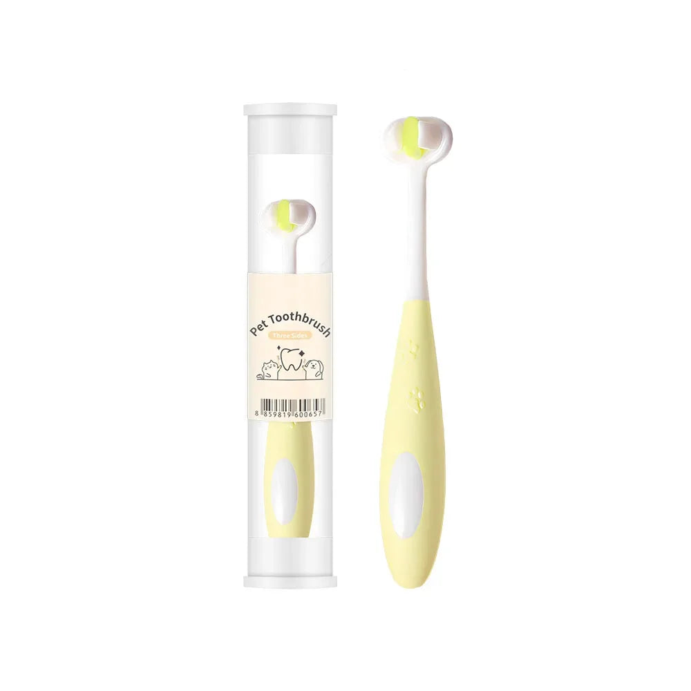 Pet Toothbrush 360 Degree 3-Sided Brush Head Cleans Gentle On Gums And Teeth Dog Cat Toothbrush Toothpaste Set