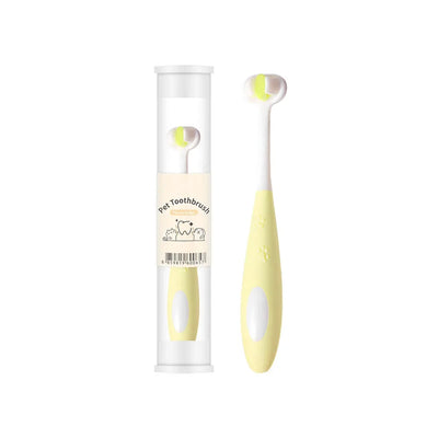 Pet Toothbrush 360 Degree 3-Sided Brush Head Cleans Gentle On Gums And Teeth Dog Cat Toothbrush Toothpaste Set
