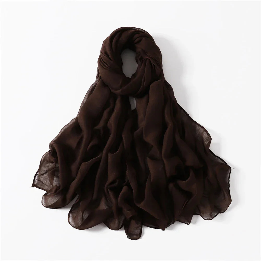 New Cotton Linen Scarf For Women Girls Students Autumn Classic Solid Color Scarves Retro Soft Foulard Viscose Female Wrap Shawls