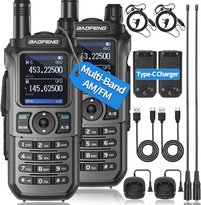 2x BAOFENG UV-21R Air Band Walkie Talkie Wireless Copy Frequency Type-C 999 Channels NOAA Long Range AM For UV-21 PRO Ham Radio
