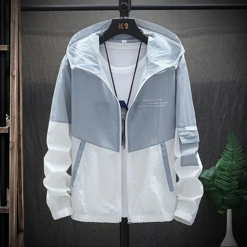 Summer Hooded Jacket Men Women Waterproof Sun Protection Clothing Fishing Hunting Clothes Quick Dry Skin Patchwork Windbreaker