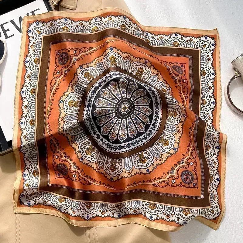 100% real silk square neck tie shawls scarf women female hijab bandana