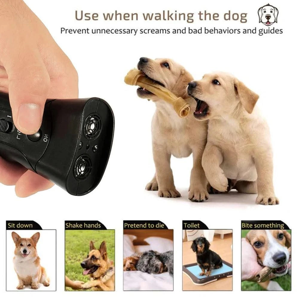 Pet Dog Repeller Anti Barking Stop Bark Dogs Training Device LED Ultrasonic Dogs Adapter Without Battery Pet Supplies Wholesale