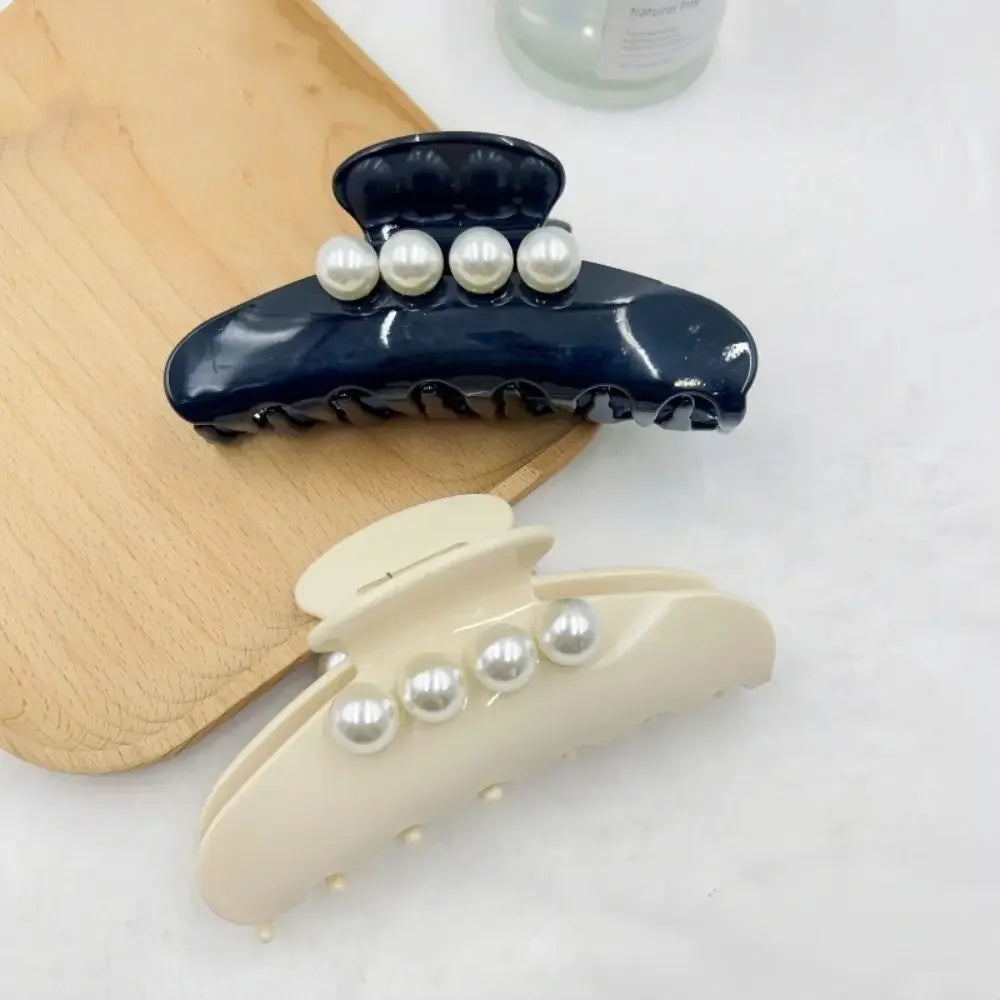 Hair Jewelry Ornament French Design Hair Claw Clip Elegant Long Pearl Women Acetate Hair Clips Fashion Korean Style