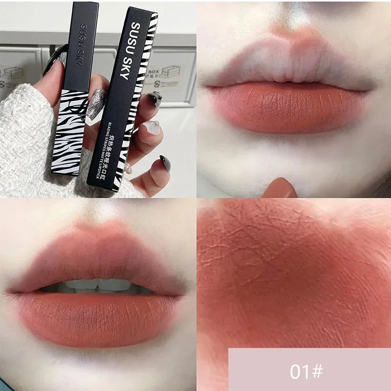 Matte Lipstick Nude Smoked Rose Lip Colour Velvety Lip Tint Solid LipGloss Waterproof Makeup Long Lasting Cosmetic