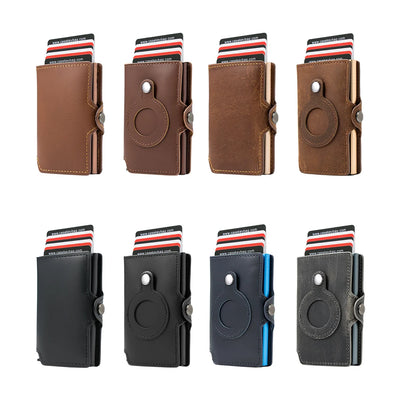 CASEKEY Airtag Smart Wallet Genuine Leather Pop Up Credit Card Holder Rfid Anti-theft Minimalist Men Wallet with Airtag Holder