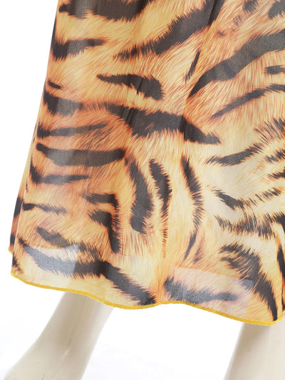 Womens Sheer Mesh Fishtail Wrap Hip Long Skirt Printed Leopard Maxi Skirt Female Vintage Costume High Waist Bodycon Cover Up