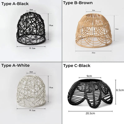 Woven Lantern LED  Hanging Light Lampshade Simulated Rattan Ceiling Pendant Lamp Shade Bedroom Dining Room Chandelier Lamp Cover