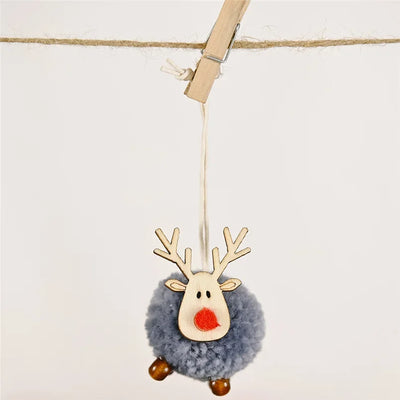 Christmas Ornaments Wooden Elk Hanging Pendant Ornament Christmas Tree Decor for Home New Year 2024 Noel Navidad Decorations