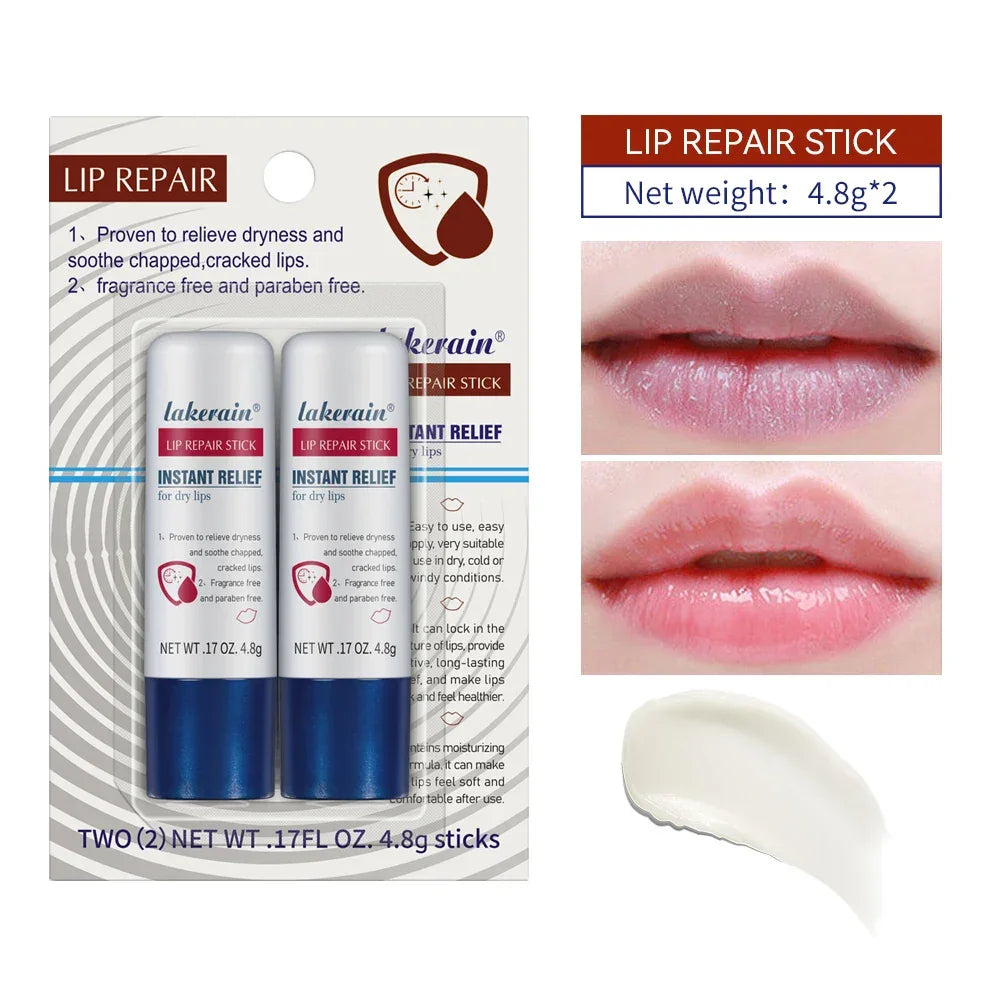 Lakerain Lip Repair Stick 2 Packs Quick Relief Of Dry Moisturizing And Smoothing lip Lines Lip Balm Soothes Chapping Lipstick