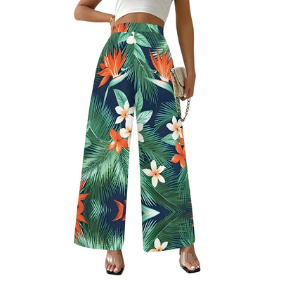 Women's Wide Leg Sweatpants Casual Elastic High Waisted Drawstring Long Pants Beach Vacation Pants with Pockets