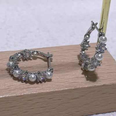 2025 New Trend Fine Jewelry Sets Charming White Geometric Crystal Fashion Pearl Necklace Ring Earrings Romantic Gift for Women