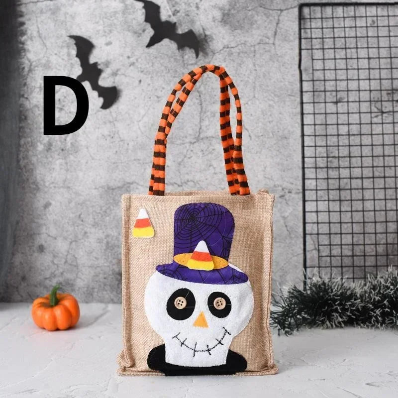 Halloween Decorations Party Gift Basket Pumpkin Ghost Felt Linen Candy Basket Bag for Kids Child