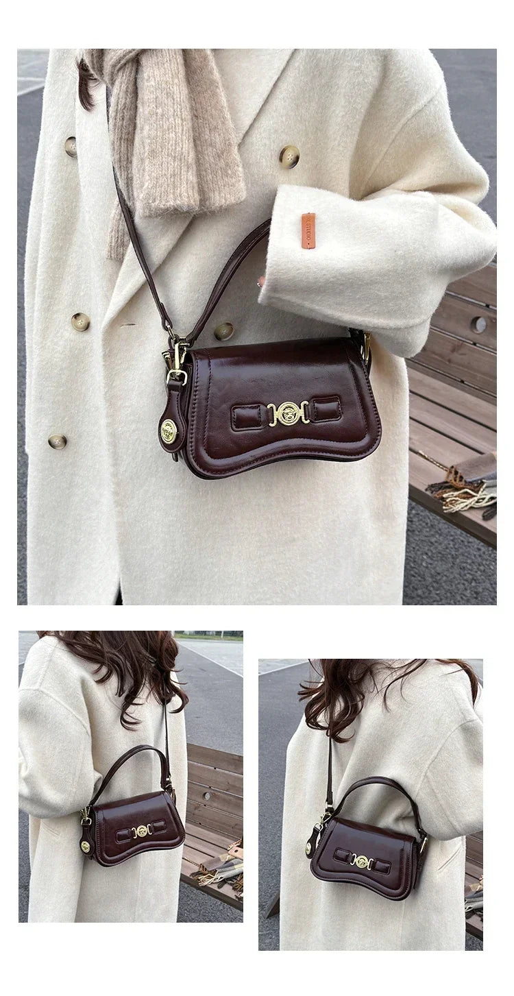 Designer Style Crossbody Bag for Women Genuine Leather Shoulder Handbag Ladies Compact Wallet Phone Holder Purse