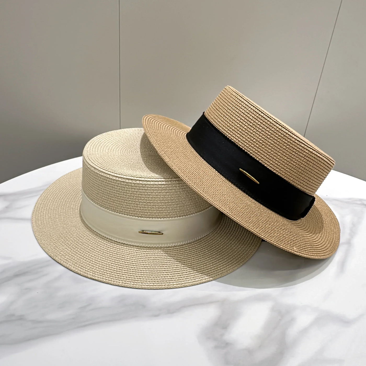 French Sunscreen Hat Women Summer Straw Hats Female Big Bim Flat Top Sunshade Cap Travel Beach Sun Visors Fisherman Cap
