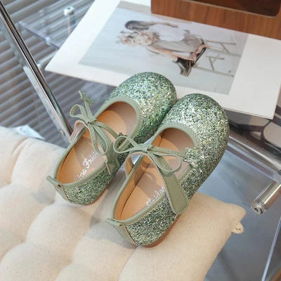 Children's Leather Shoes New Spring Autumn Ballet Flats for Girls Sequins Princess Versatile Kids Fashion Causal Catwalk Shoes