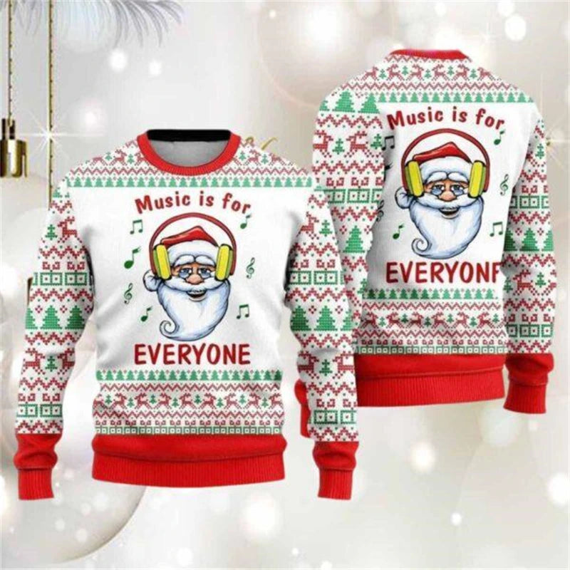 Funny Santa Claus Graphic Ugly Christmas Sweater For Men Fashion Autumn Winter 3D Printed Sweatshirt Casual Oversized Pullovers
