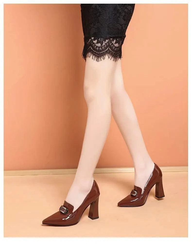 Waterproof Shallow Patent Leather Platform High Heels Shoes | Large Size | High Quality Women's Fashion Shoes 2025 New