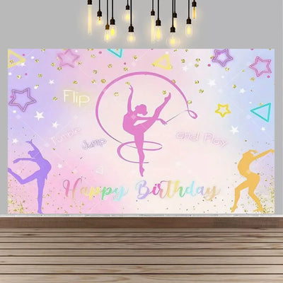 Gymnastics Theme Birthday Decor Backdrop Gymnastics Movement Flip Jump Play Falling Party Supplies Photography Backdrop