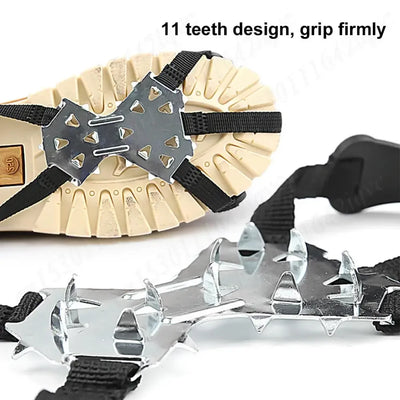 11 Spikes Crampons for Boots Shoes Traction Ice Shoes Grippers Traction Snow Grips for Snowing Hiking Ice Fishing Mountaineering