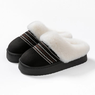 2025 New Women's Plush Slippers Indoor Warm Thick Bottom Home Slippers Fashionable Comfortable Non slip Cotton Drag