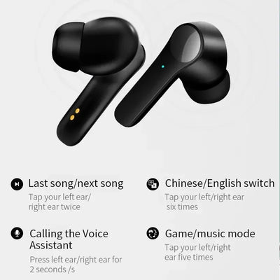 Wireless Earbuds 5H Playtime - In-Ear Noise Cancelling Earphones IPX7 Waterproof for Workout, SecureFit Ear Wings