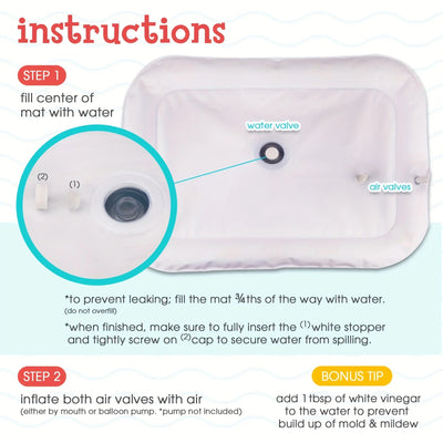 Tummy Time Water Mat with Gift Box for Infants Toddlers Baby 3 Months+, 26x20 in,waterplay,outdoor,summer fun,Christmas gift