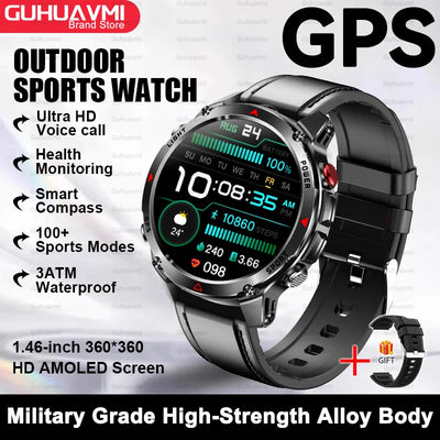 2025New Smart Watch For Men 1.46'' 360*360 HD AMOLED Color Display Voice Call Compass LED Sports Fitness Waterproof Watch Ladies