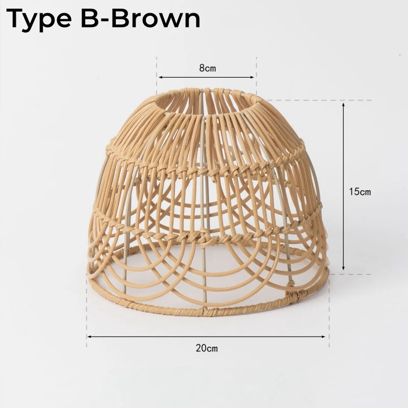 Woven Lantern LED  Hanging Light Lampshade Simulated Rattan Ceiling Pendant Lamp Shade Bedroom Dining Room Chandelier Lamp Cover