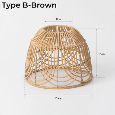 Woven Lantern LED  Hanging Light Lampshade Simulated Rattan Ceiling Pendant Lamp Shade Bedroom Dining Room Chandelier Lamp Cover