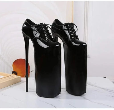 Women's Waterproof Platform High Heel Shoes 30cm | Lace up Fashion High Heel Shoes New | Trendy Model Shoes